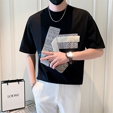 2025新款夏季短袖T恤男设计感潮流半袖体恤A313-1-K822-P55，男装T恤，电商A313-1