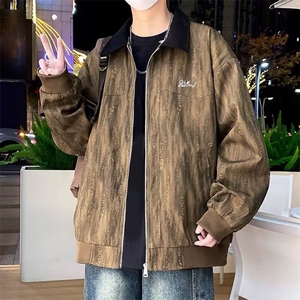 扎染印花外套男春秋款夹克男年痞帅休闲工装褂子HH4016 P52图片
