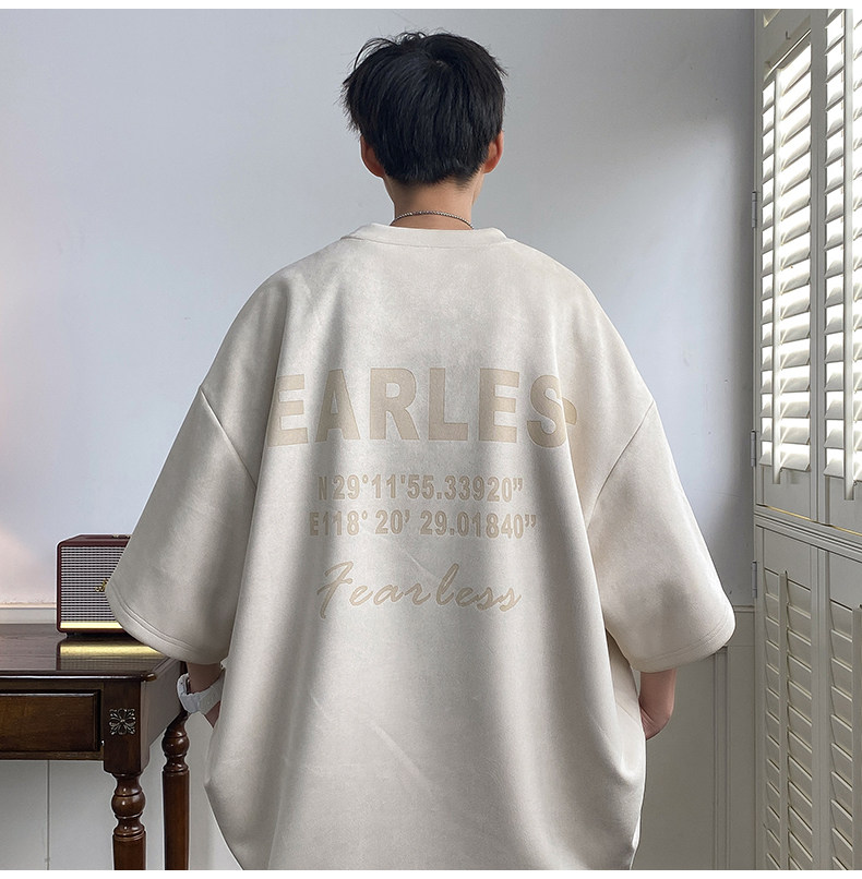 2026春夏新款麂皮绒美式字母短袖M~5XLXZ604-DT305-P45控58,男装T恤,星座604