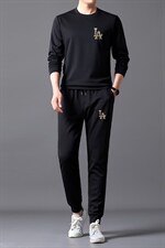 2023春季新款运动套装男中年圆领印花字母宽松卫衣卫裤两件套，男装休闲套装，电商B212（原钱塘6029）