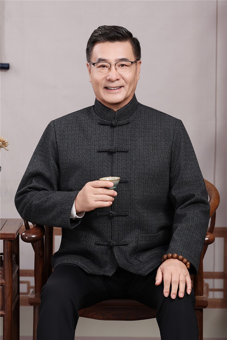 新款秋冬中老年风唐装套装中山装盘扣立领男复古夹克外套,男装休闲套装,钱塘723