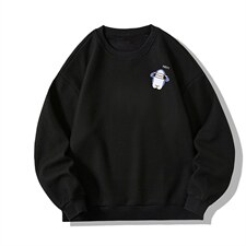 华夫格卫衣圆领卫衣男大码长袖t恤男外套HW76167-P30加绒款-P40，男装卫衣，电商A040
