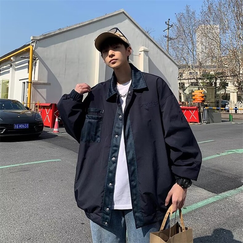 美式拼接夹克男潮牌ins日系复古拼色休闲棒球服外套M631-P58,男装夹克,星座1109-3