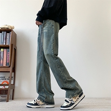 重工艺水洗美式ins高街直筒微喇复古牛仔裤310A-2BK300P55控78，男装牛仔裤，星座310A-2
