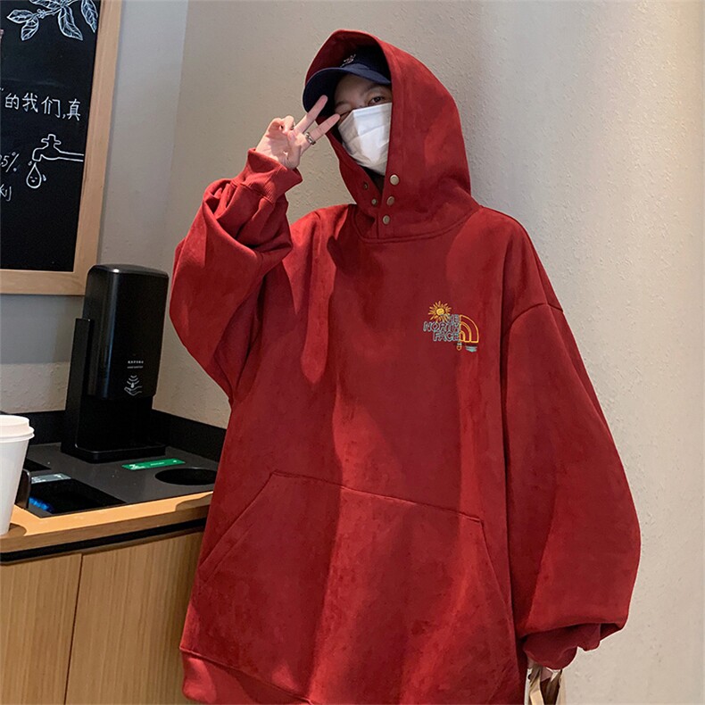 得物抖音直播高品质麂皮绒宽松男连帽卫衣外套W7021P55控79,女装短外套,电商C408(原B339-1)