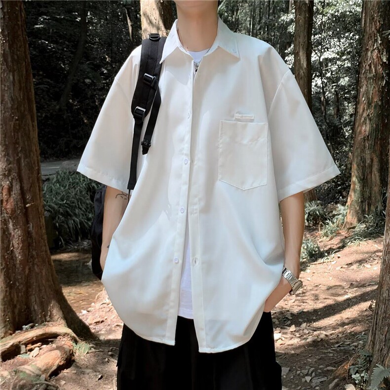 日系衬衫男女短袖港风潮流宽松百搭帅2025夏季ins外套CY1160-P34,男装T恤,星座412-2