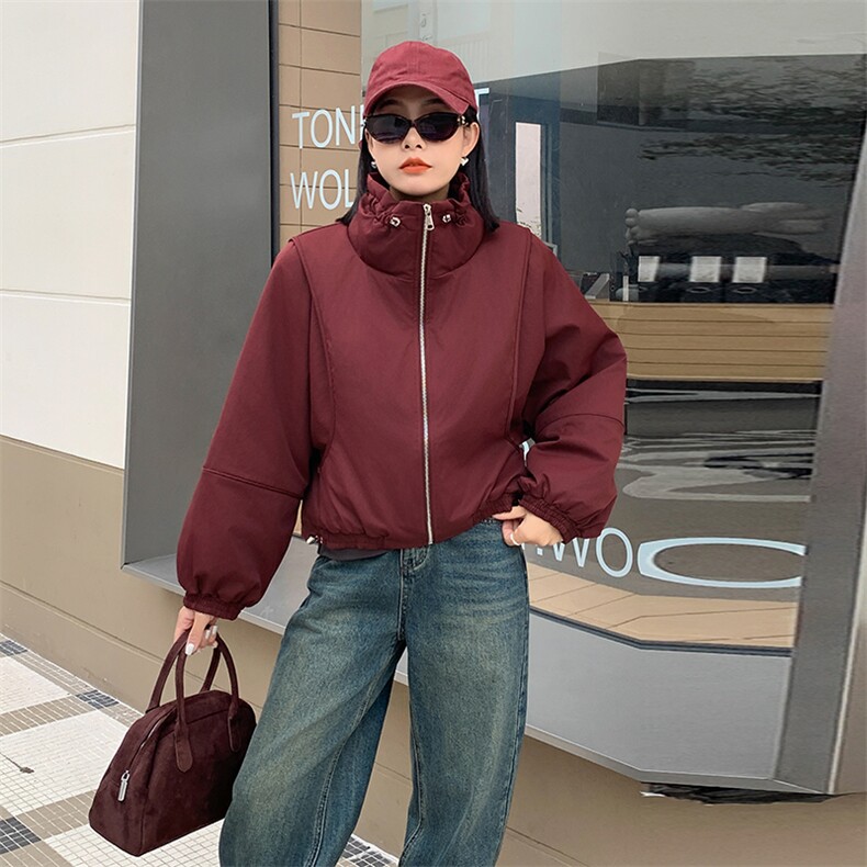时尚立领拉链短款棉衣显瘦百搭保暖外套,女装棉衣/棉服,施恩睿棋