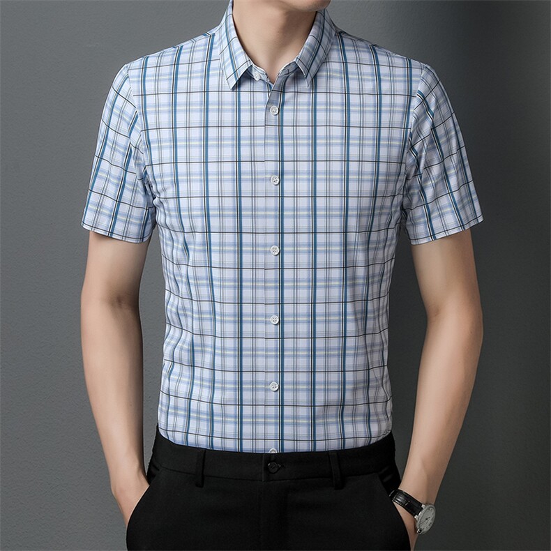 男士夏季衬衫休闲时尚潮流简无痕百搭免烫衬衣中青年男装P68，男装衬衫，星座1105-3