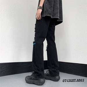 美式高街小众夏季破洞牛仔裤货号K726P60图片