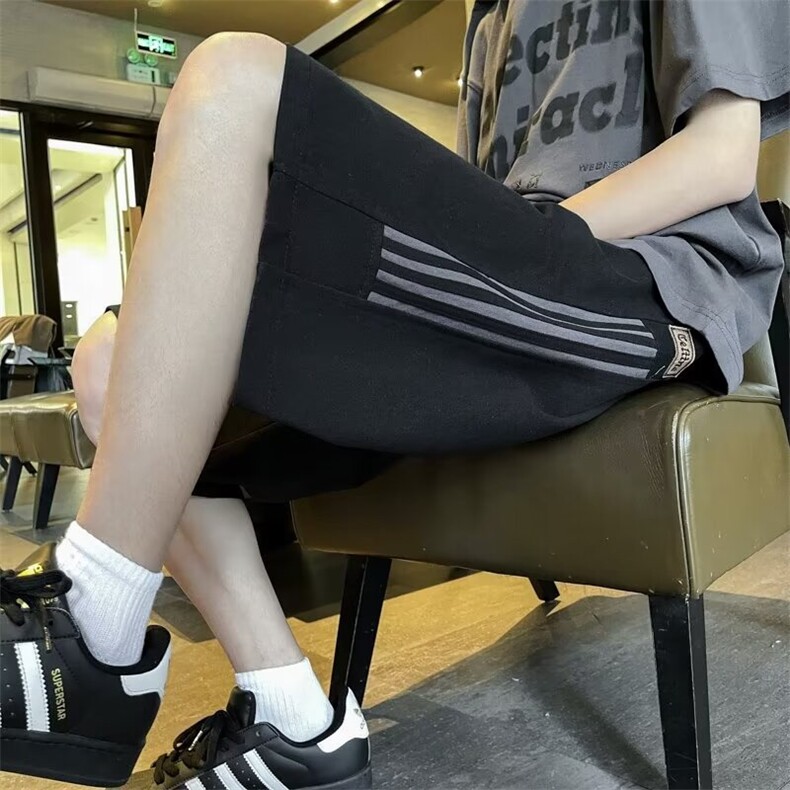休闲短裤男士韩版潮条纹拼色百搭夏季2024新款ins五分裤K5286-P37,男装牛仔裤,星座412-3