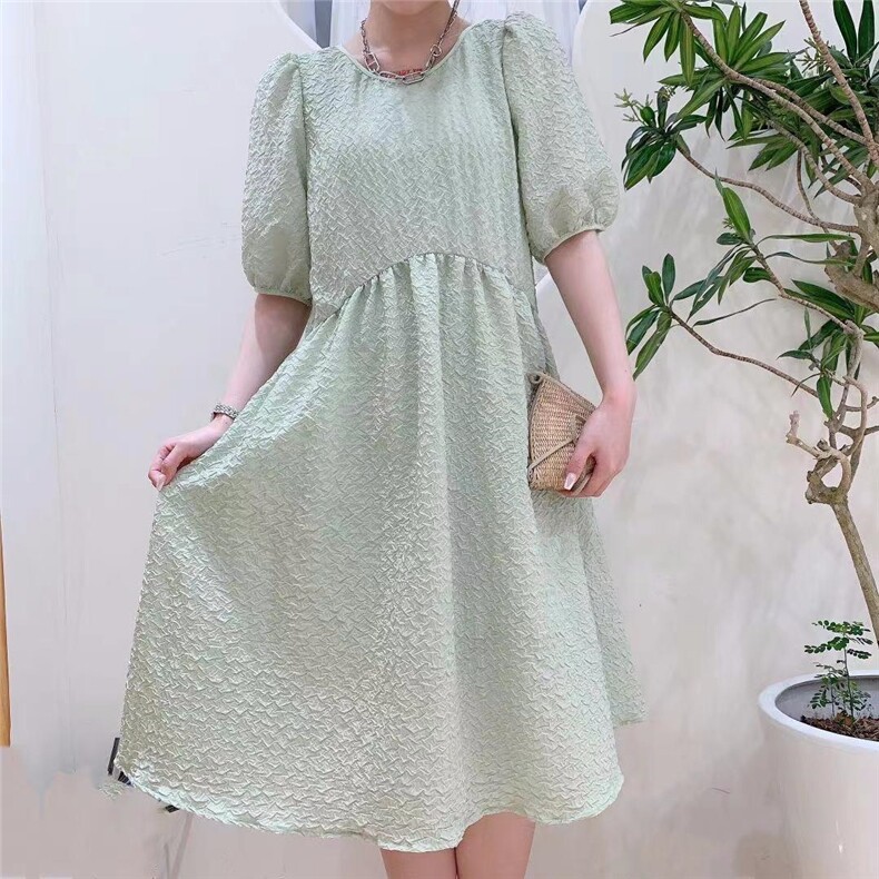 现货夏季新款泡泡袖连衣裙，女装连衣裙，薇化