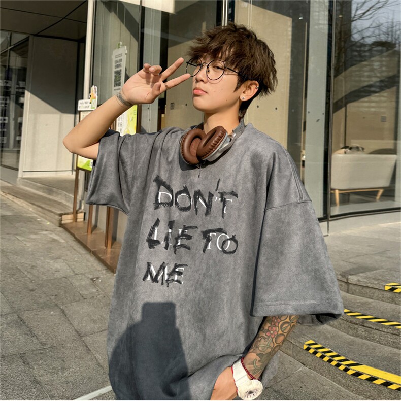 2024夏季新款麂皮绒圆领短袖T恤RT449-特P19控38,男装T恤,电商B370