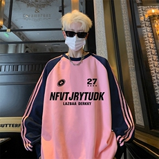 抖音得物供货提供视频秋冬重磅美式宽松织带圆领卫衣0719，男装卫衣，电商A486