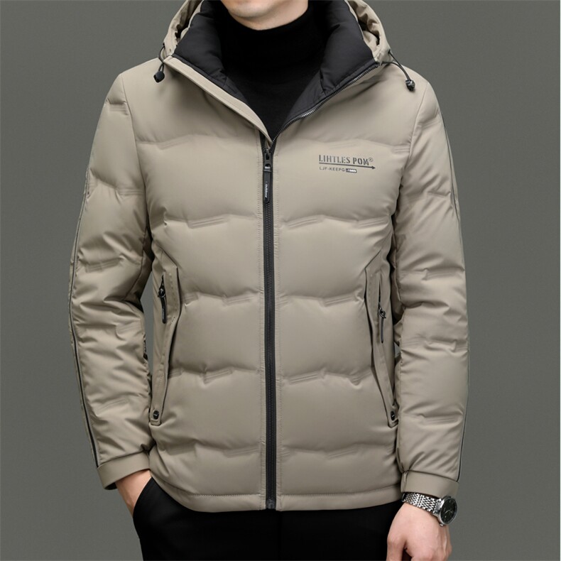 高端轻奢羽绒服时尚90绒绒休闲连帽男士外套牛奶丝面料保暖冬季，男装羽绒服，电商B212（原钱塘6029）
