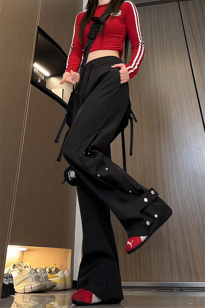 2026春季新款开叉按扣男女微喇冲锋裤K24138-特P32建议零售价78,男装休闲裤,电商A001