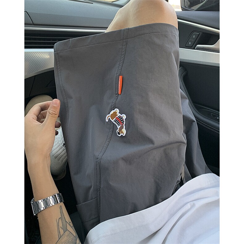 夏季腊肠狗绣标拼接速干五分短裤车景XZ604-DK231-特P25控48,男装牛仔裤,星座604