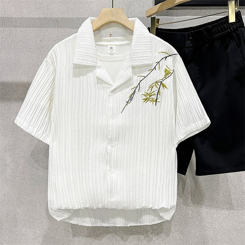 A655-P30新中式男装风衬衫高级感男生古风刺绣外套，男装衬衫，电商B323A