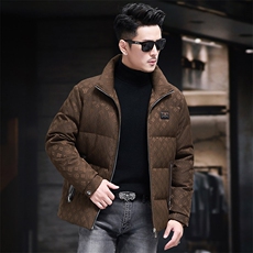 高品质连帽短款90白鸭绒羽绒服外套中青年男装加厚羽绒服夹克，男装夹克，钱塘723