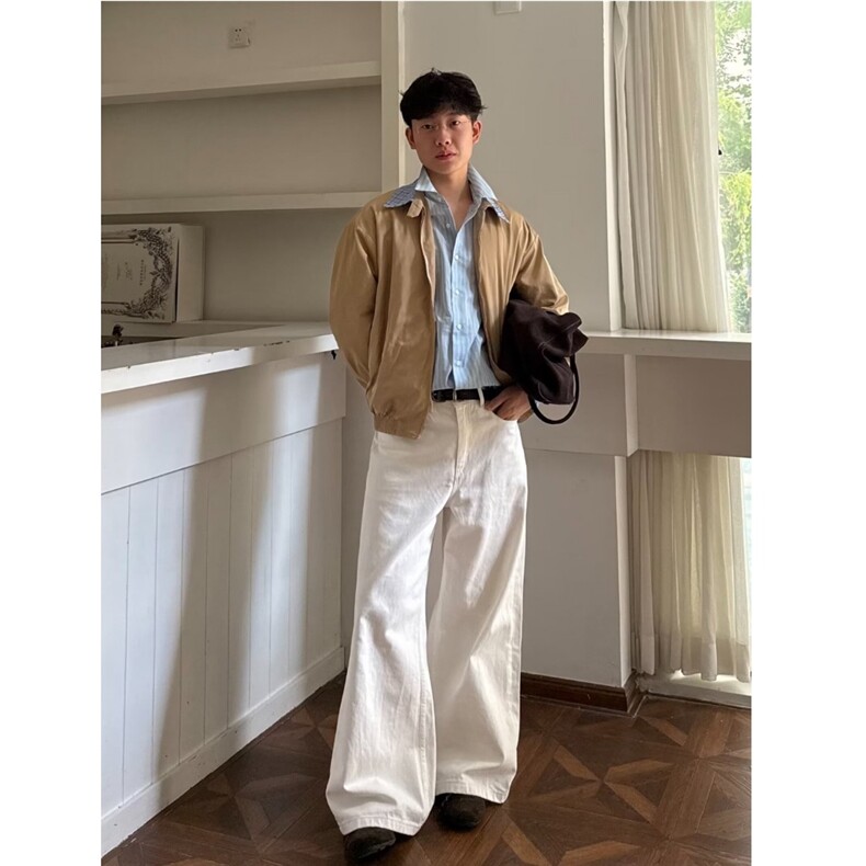 JK33-P62假两件外套男高级感牛仔拼接飞行夹克,男装工装外套,电商B323A