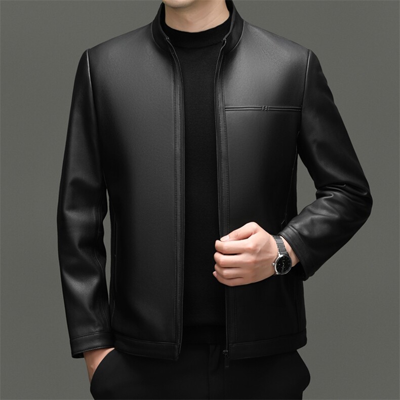 BG-HA6629春秋款海宁男式头层绵羊皮真皮皮衣男立领修身休闲夹克，男装皮衣，电商B360A（原721A）