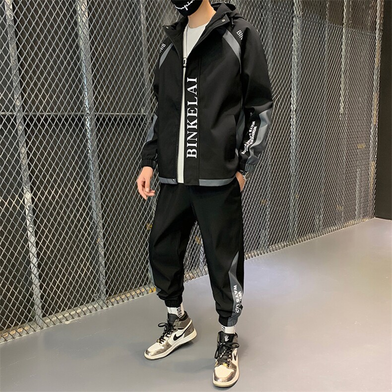 现货工装外套男装休闲运动套装男士夹克韩版潮流衣服D03,男装休闲套装,电商B226-2（原B217-2）