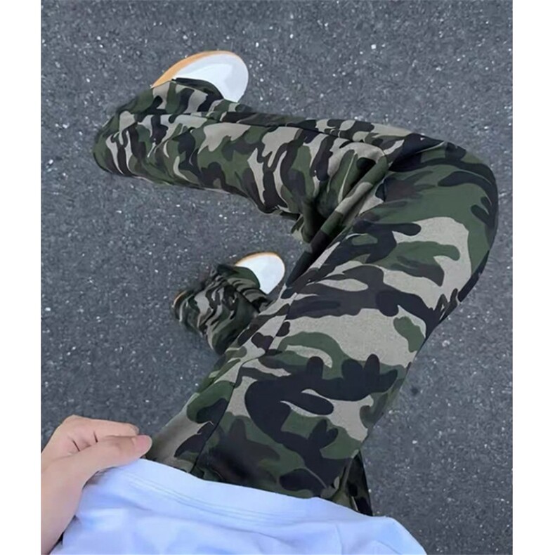 迷彩卫裤男款秋季慵懒风直筒弯刀裤子cleanfit休闲运动裤K03,男装休闲裤,星座1116A（原606A-3）