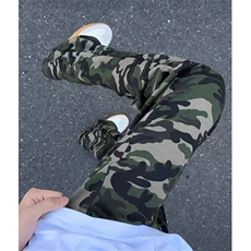 迷彩卫裤男款秋季慵懒风直筒弯刀裤子cleanfit休闲运动裤K03，男装休闲裤，星座1116A（原606A-3）