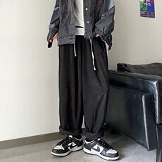男秋冬季新款港风休闲裤阔腿灯芯绒裤子A388常规P32加绒款38，男装休闲裤，星座1116-2