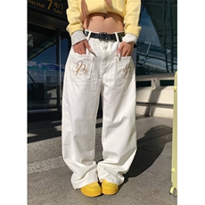 美式覆古字母翅膀刺绣直筒牛仔裤男女宽松休闲阔腿长裤KN35，男装牛仔裤，星座1116A（原606A-3）
