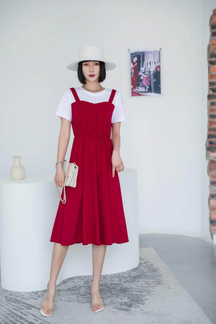 【现货］假两件连衣裙、补单款！，女装连衣裙，友一有二