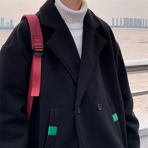 N6138/P85冬款西服双排扣毛呢大衣男宽松大码呢料夹克外套呢子图片