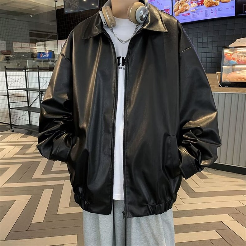 盐系炸街皮衣短外套男2024春秋设计感小众甜酷高级夹克棒球服开,男装夹克,星座716-4