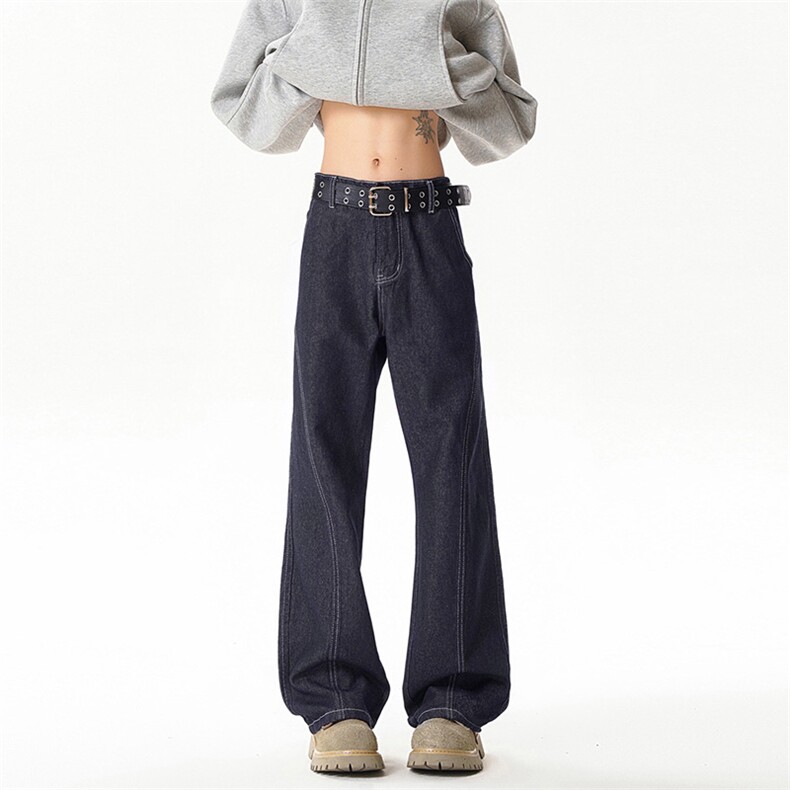 B221美式ins高街设计感修身微喇原色牛仔裤LK25592-特P45控78，男装牛仔裤，电商B221