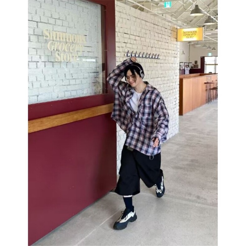 衬衫男士春季韩版宽松长袖休闲格子寸衫潮牌复古衬衣外套3408P45，男装衬衫，星座710