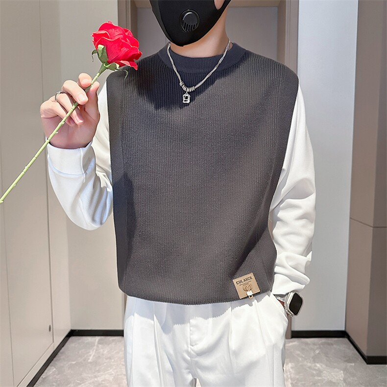 痞帅炸街男士拼接套头外套毛衣社会小伙店主风301C-M35-P88-控118,男装针织衫/毛衣,星座301C（原B323）