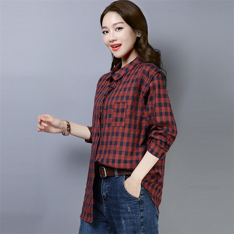 时尚优雅潮流气质纯色格子衬衫休闲百搭2021春季新款,女装衬衫,小林双子