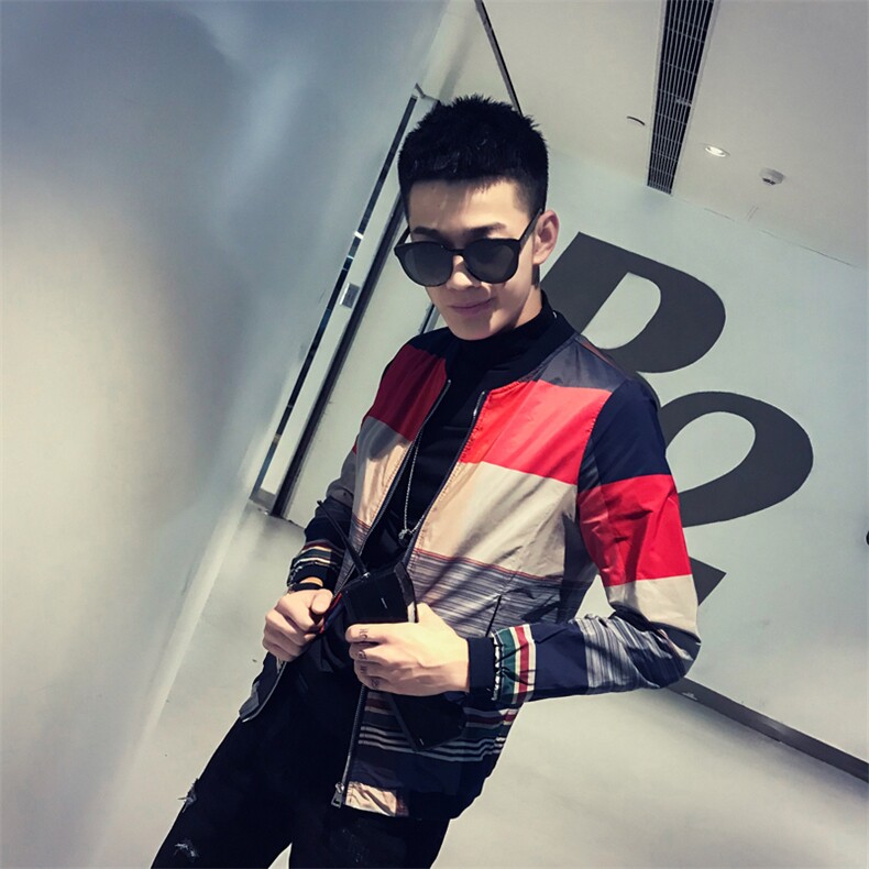 社会风春秋修身格子棒球领夹克B297-1359-P70图片