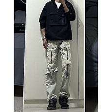 B221美式ins高街暗黑小众拉链款重磅牛仔裤子LK23017-P65控88，男装牛仔裤，电商B221