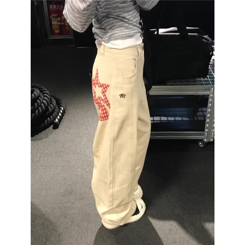 美式复古街头刺绣弯刀工装裤情侣宽松阔腿休闲裤男女LN13255-P55,男装工装外套,星座1008