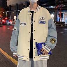 棒球服男春秋潮牌ins港风情侣飞行员夹克宽松运动外套JK42-P48，男装夹克，星座1008-2