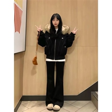 2025美式复古座山雕派克棉服外套男女冬季毛领连帽短款情侣棉衣，男装棉衣，星座506A
