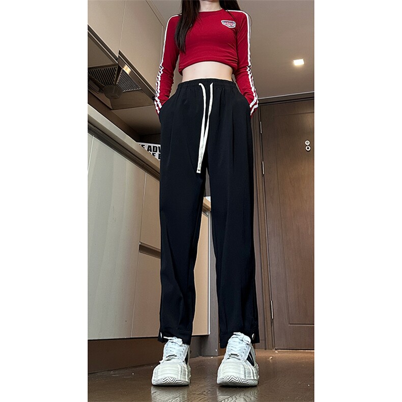 现货 早秋百搭垂感搭扣休闲裤女宽松束脚裤男 K706-P45 控68图片
