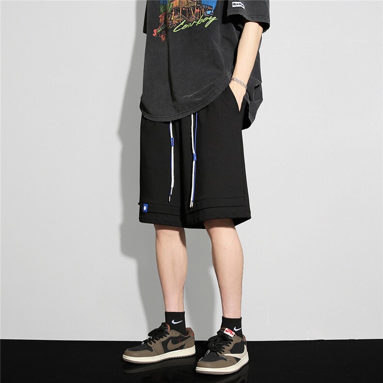 2023夏季新款休闲短裤男设计感拼接宽松五分裤A100P45控58,男装休闲裤,电商A247-1