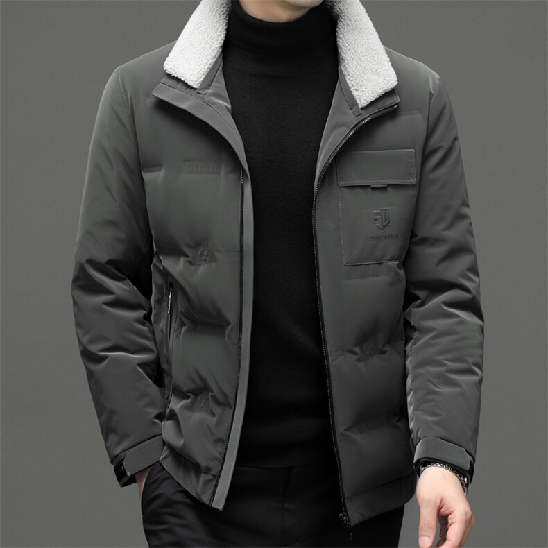羽绒服男脱卸毛领2023冬季新款中年男士爸爸装加厚保暖白鸭绒外套,男装羽绒服,电商B212（原钱塘6029）