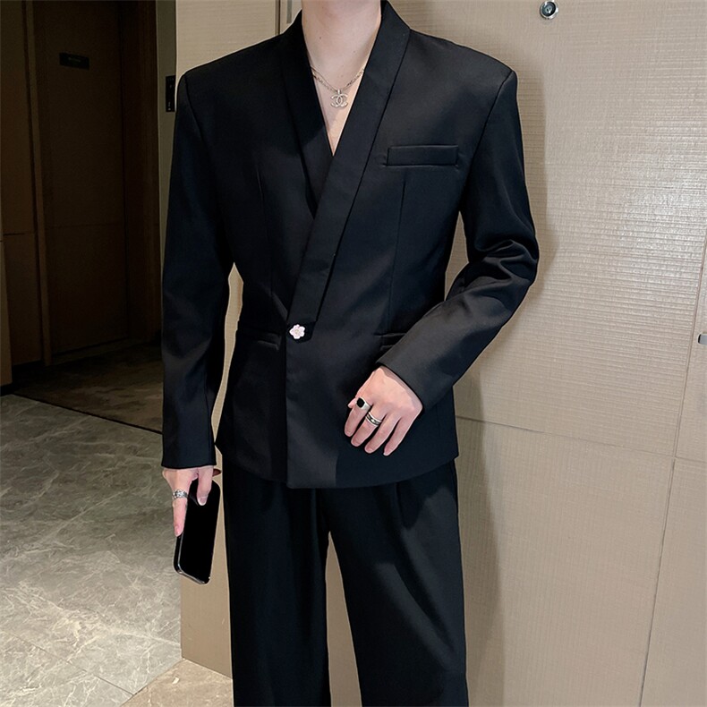 明星同款秀场秋季时尚修身气质痞帅西装男外套西服潮XZ0092-P130，男装西服，电商B267