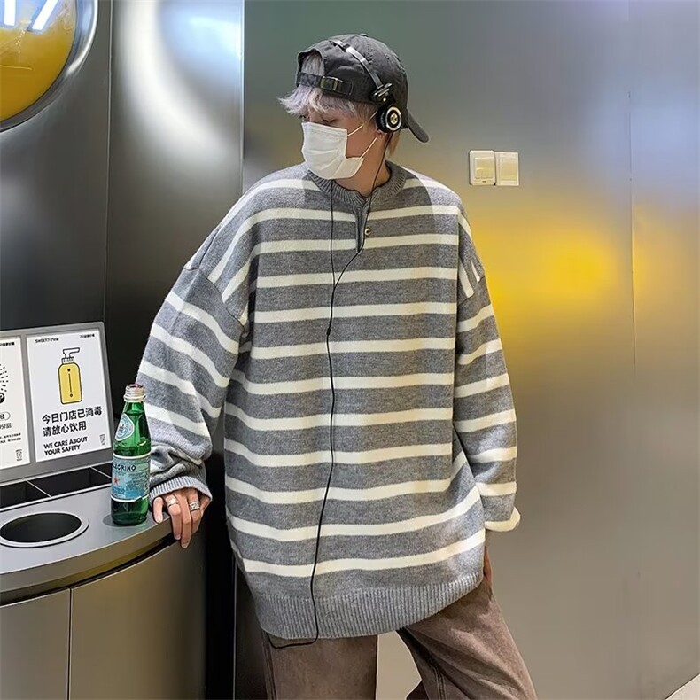 毛衣男港味2023秋季复古日系鹿毛绒针织衫GM014P47,男装针织衫/毛衣,星座1116-2