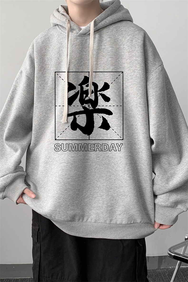 WY2197-P35加绒款-P40纯棉连帽卫衣男大码运动帽衫宽松薄外套男,男装卫衣,电商A040
