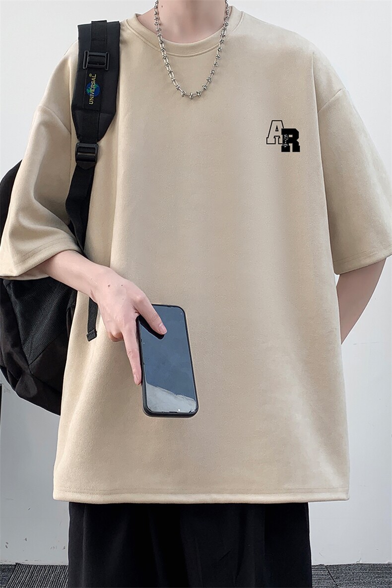 麂皮绒短袖t恤男大码半袖男大皂风JD82369-P25,男装T恤,电商A040