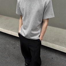 夏季新品cleanfit拼接解构280g太空棉短袖男女圆领纯色T恤高街潮，男装T恤，星座506A