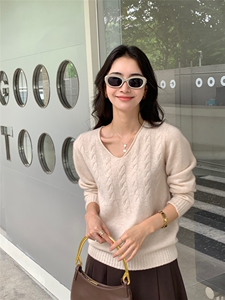 秋冬新款低圆领女修身套头上衣针织衫图片